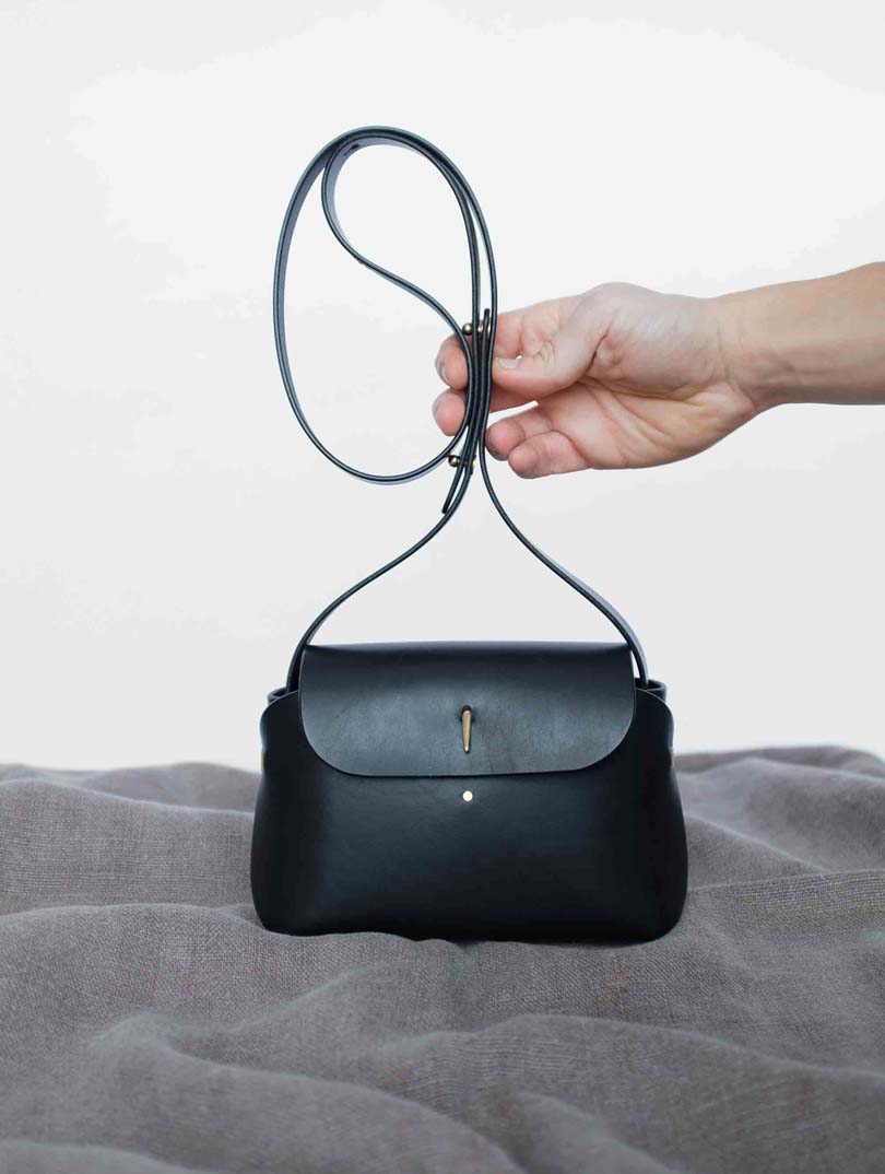 black leather purse